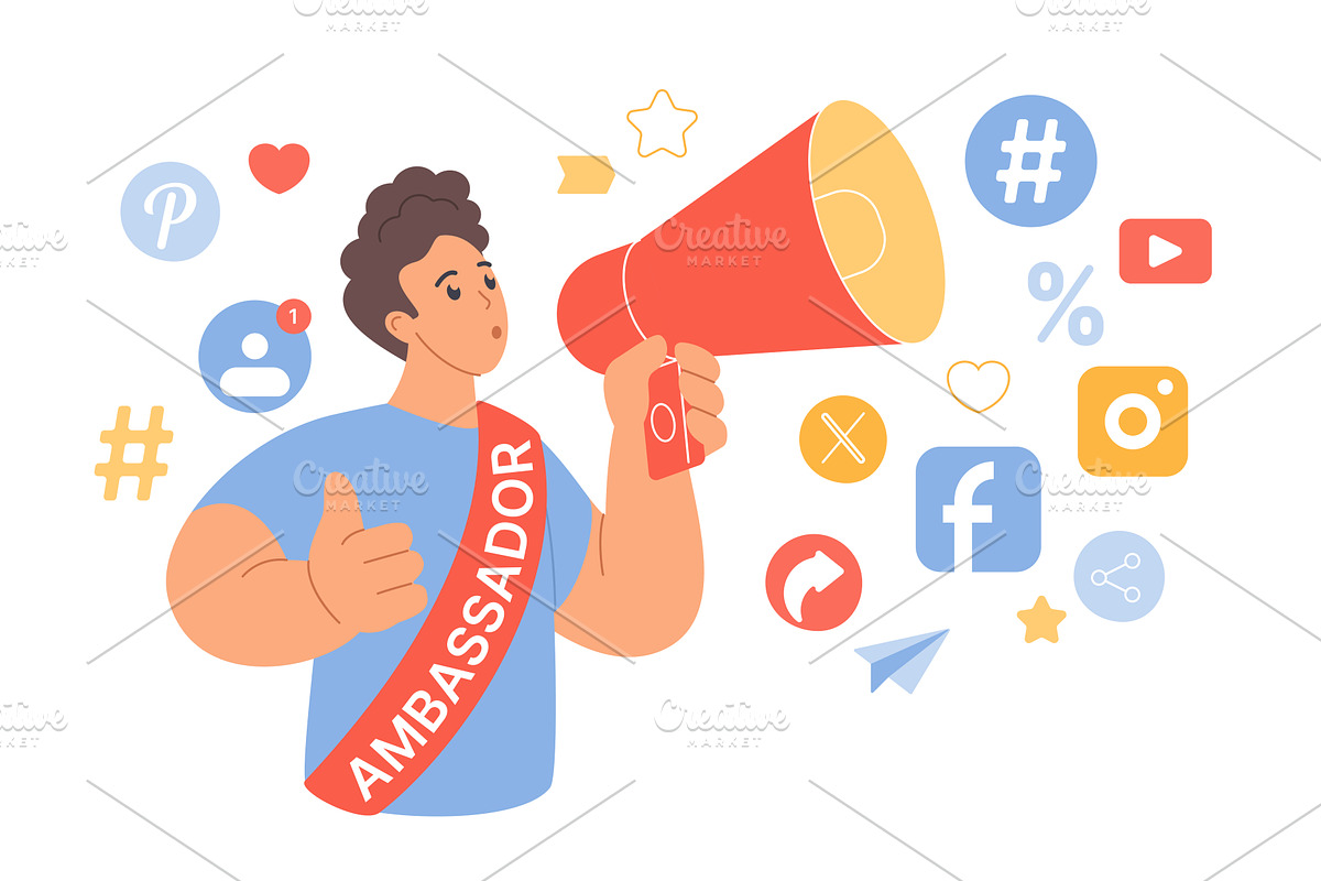 Advertising online campaign, a Person Illustration by Lemberg Vector