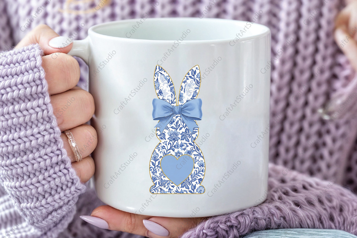 Blue Floral Chinoiserie Bunny Easter, an Illustration by CraftArtStudio (Photo 2 of 4)