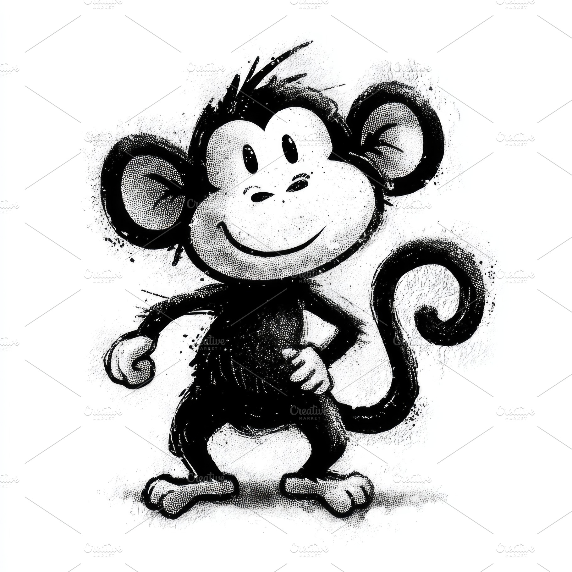 Cute monkey doodle illustration on white background, an Animal Photo by José Manuel Gelpi