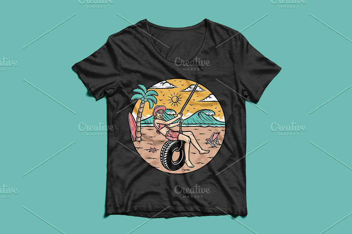 Women having fun on the beach, a Person Illustration by gunaonedesign (Photo 5 of 5)