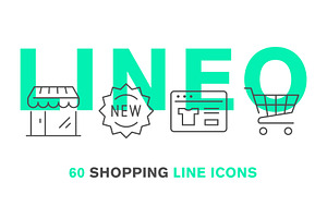 LINEO - 60 SHOPPING ICONS, an Outline Icon by sharpnose