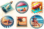 Summer Beach Postage Stamp Bundle, an Illustration by SVGArt (Thumbnail 7 of 8)