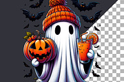 Halloween Cute Ghost Coffee Bougie, a Decorative Illustration by Dizzy Art Studio (Thumbnail 3 of 4)