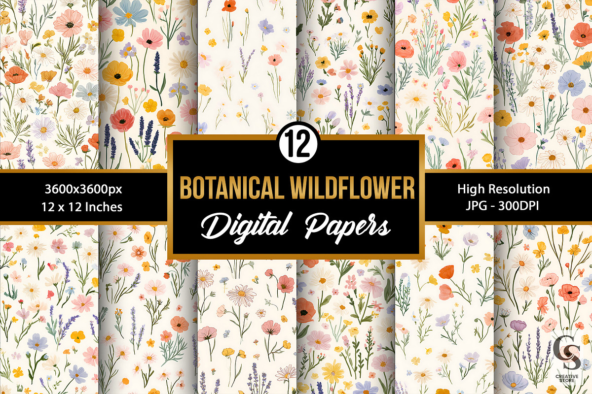 Cottagecore Autumn Embroidery Paper, a Pattern Graphic by Creative Store (Photo 1 of 5)