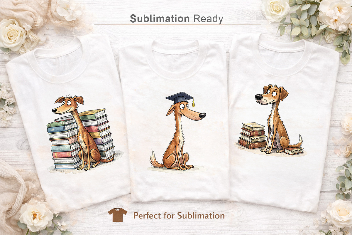 Bookworm Dog Sublimation PNG, an Animal Illustration by Artnoy (Photo 5 of 18)