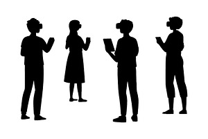 Young people group using AR-enabled devices isolated graphic, a Technology Illustration by DanFLCreativo