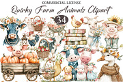 Quirky Farm Animals Clipart PNG, a Seasonal Illustration by designcity5 (Thumbnail 1 of 5)
