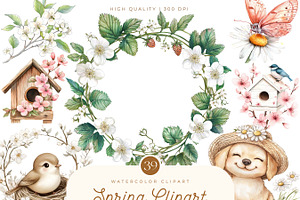 Watercolor Spring Clip Art Bundle, an Object Illustration by SparkyDesignsUS
