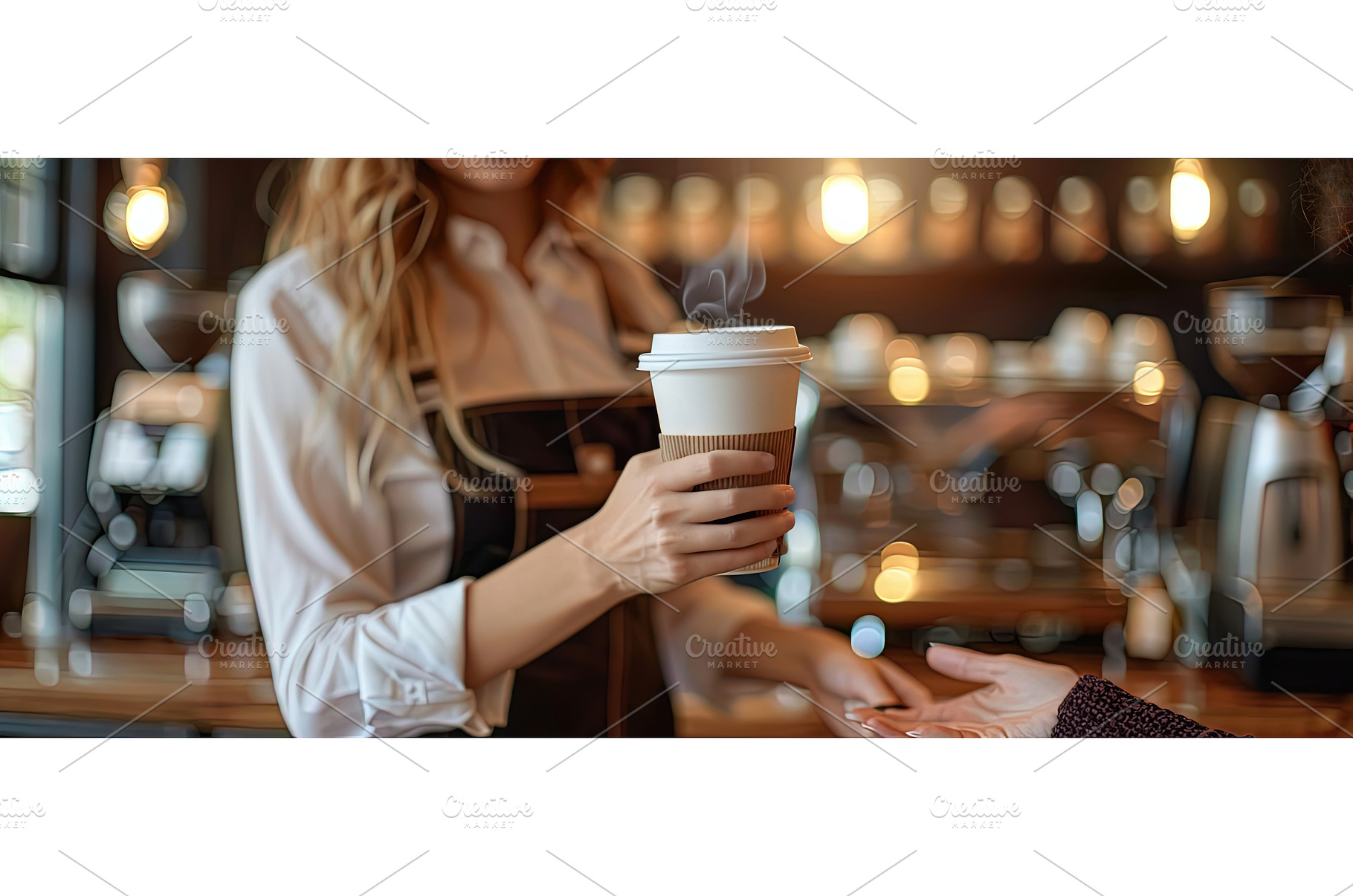 Barista Offering Fresh Coffee in, a Food & Drink Photo by piter.goskov
