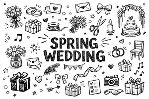 Spring Wedding Doodle Elements