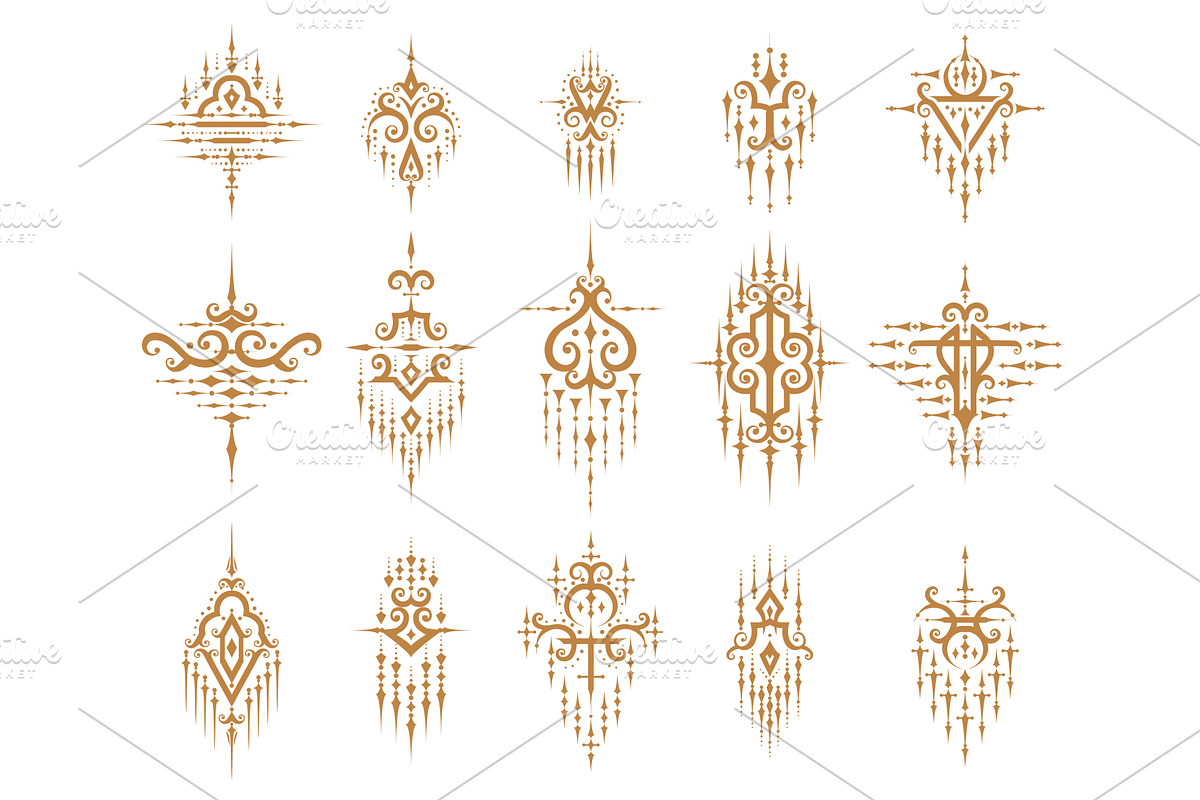 Sacred oriental thai symbols, a Decorative Illustration by Vector Tradition