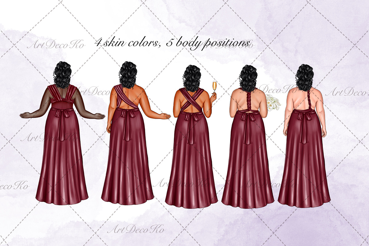 Bride and Bridesmaids Plus Size Art, a Person Illustration by DekoArt (Photo 5 of 9)