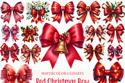 Red Christmas Bow Clipart, an Illustration by Craft Nest (Thumbnail 1 of 6)