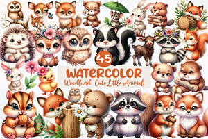 Woodland  Cute Little Animal Clipart, an Illustration by Designworld