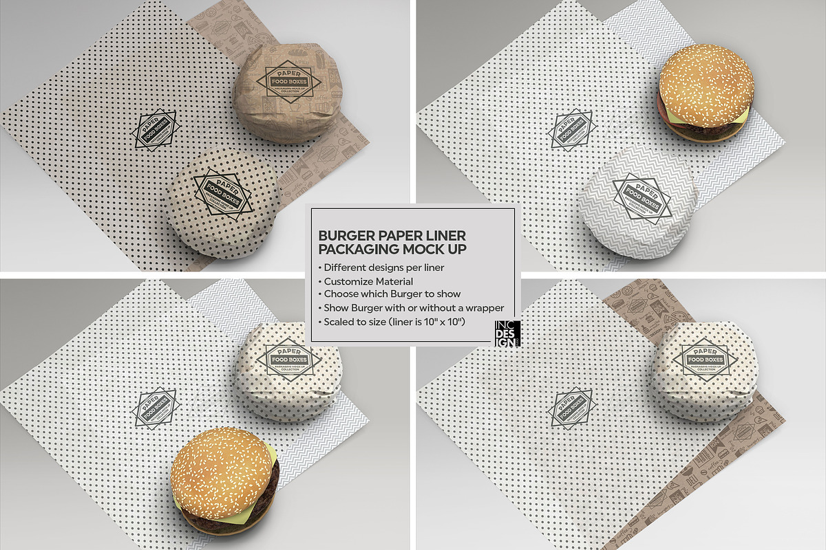 Burger Paper Liner Packaging Mockup, a Packaging Mockup by INCDesign (Photo 2 of 8)