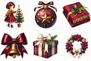 Elegant Burgundy Christmas Clipart, an Illustration by OK Design (Thumbnail 4 of 5)