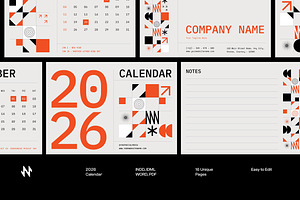 Minimalist Grid Calendar, a Stationery Template by Neermana