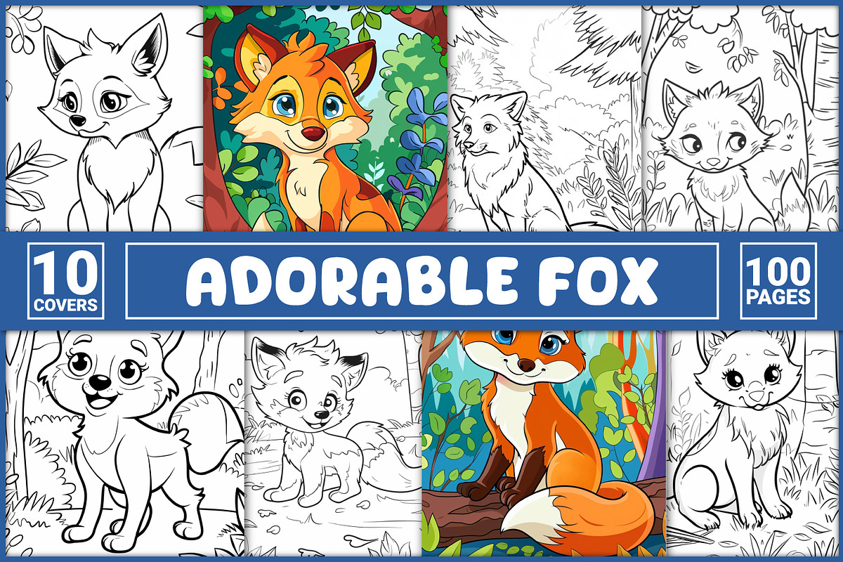 100 Fox Coloring Pages, an Animal Illustration by BrightMart