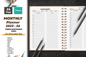 Monthly Planner Bundle 2023 - 26