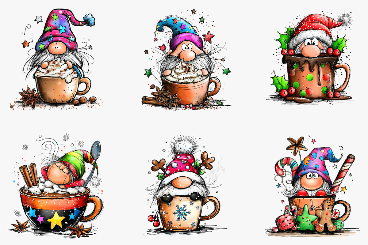 Gnome Coffee Cup Watercolor Clipart, an Illustration by CreationArt (Photo 4 of 5)