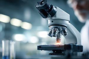 Working with a microscope in a lab, a Photo by Beautiful things