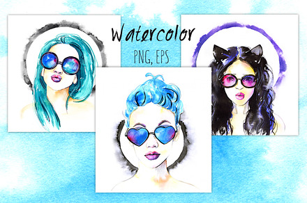 Watercolor fashion girls