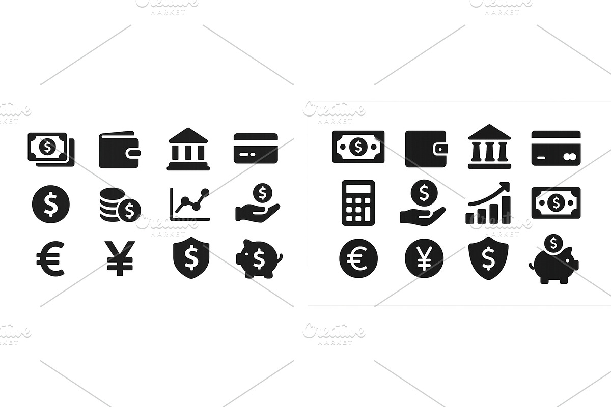 Collection of financial icons, a Finance Illustration by ZinetroN