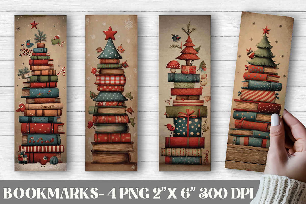 Watercolor Christmas Book Tree Bookm, an Illustration by DreamPrint404