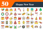 Happy New Year Flat Icons Bundle, an Outline Icon by EllaMaiyaali (Thumbnail 2 of 3)