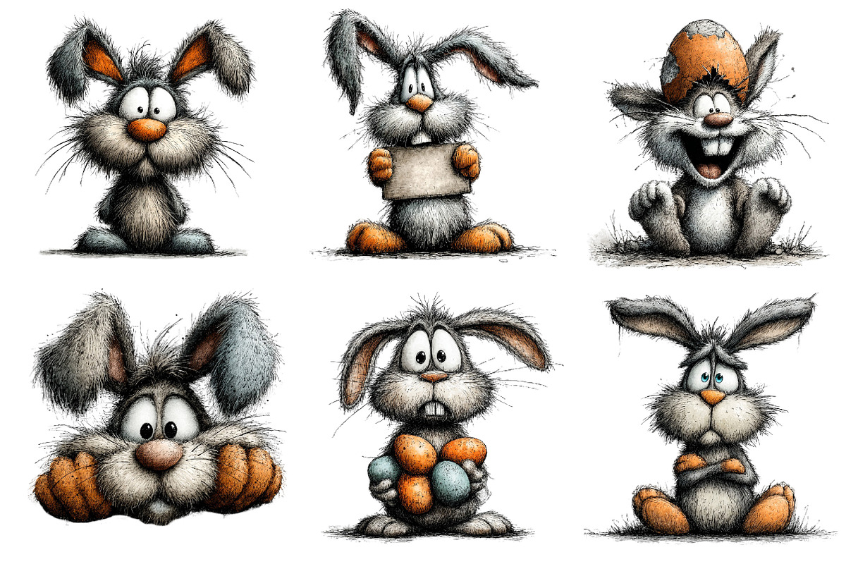 Funny Easter Bunny Clipart, an Illustration by Dream Creation (Photo 3 of 7)
