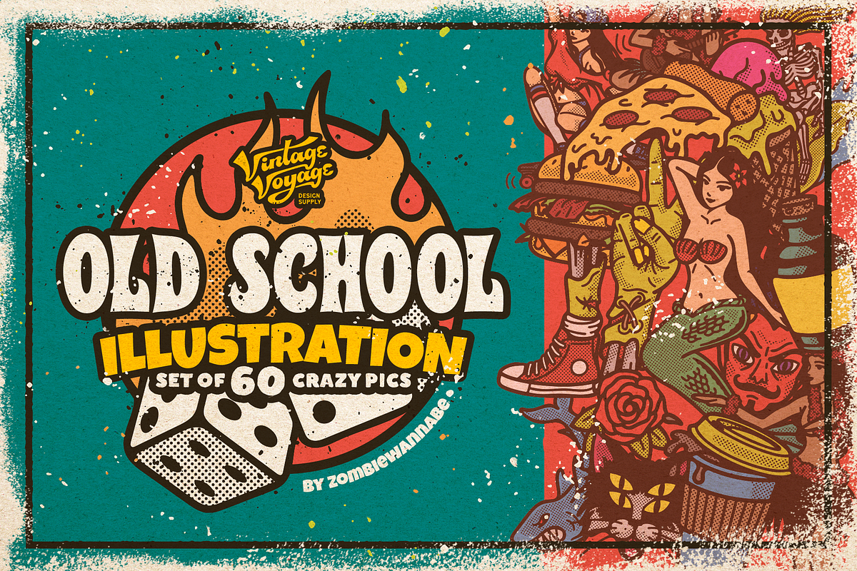 Old School Illustration Set, an Object Illustration by Vintage Voyage Supply (Photo 1 of 14)