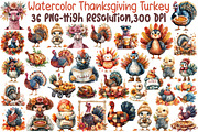 Watercolor Thanksgiving Turkey Clipa, an Illustration by Sublimation Artist (Thumbnail 1 of 6)