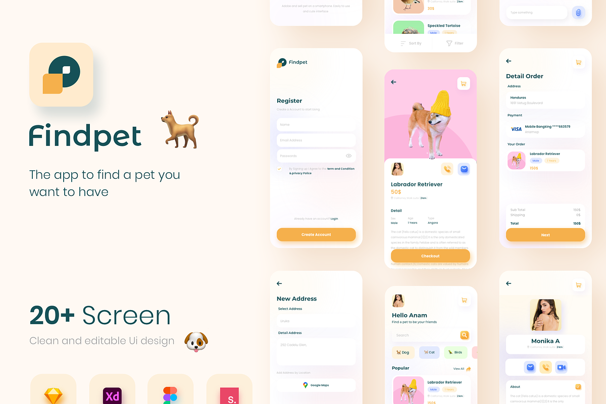 Findpet - Pet Finder UI KIT, an App Template by Vektora Studio (Photo 1 of 6)