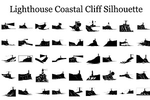 Lighthouse Coastal Cliff Silhouette, a Graphic by hafijul