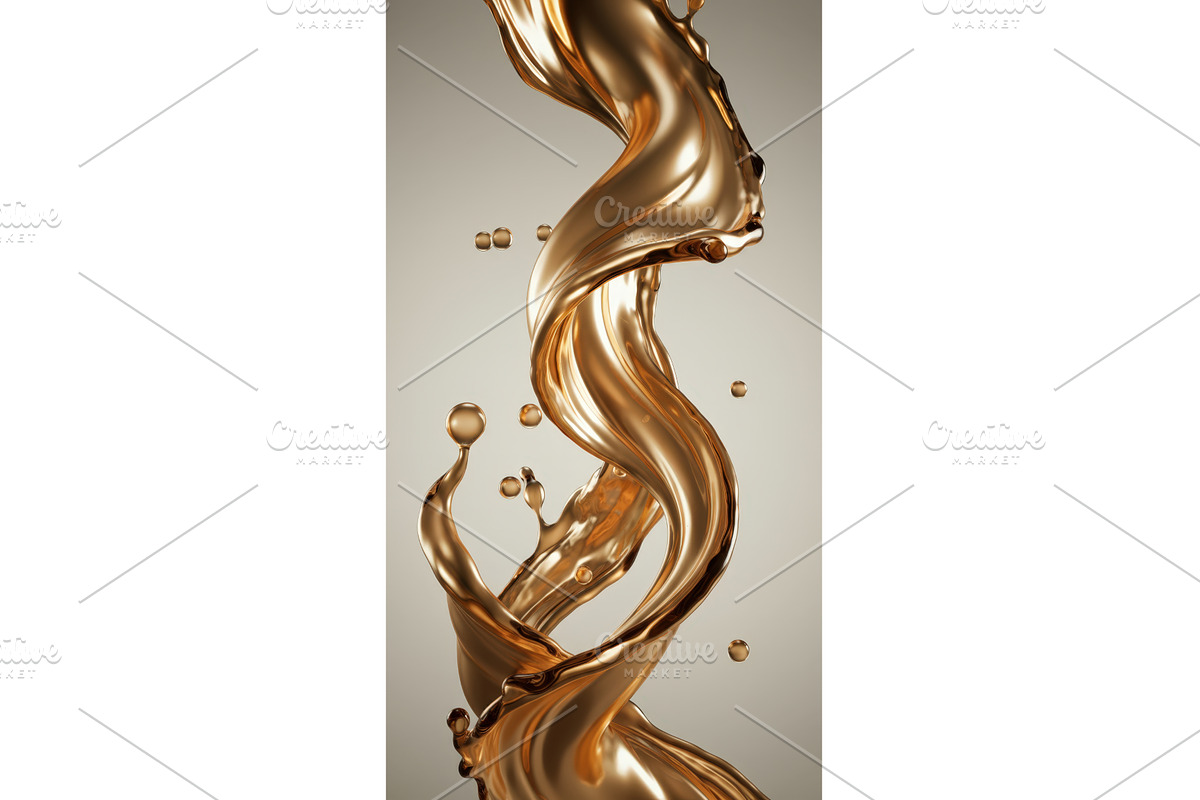 Abstract golden liquid splash in, an Illustration by tilialucida