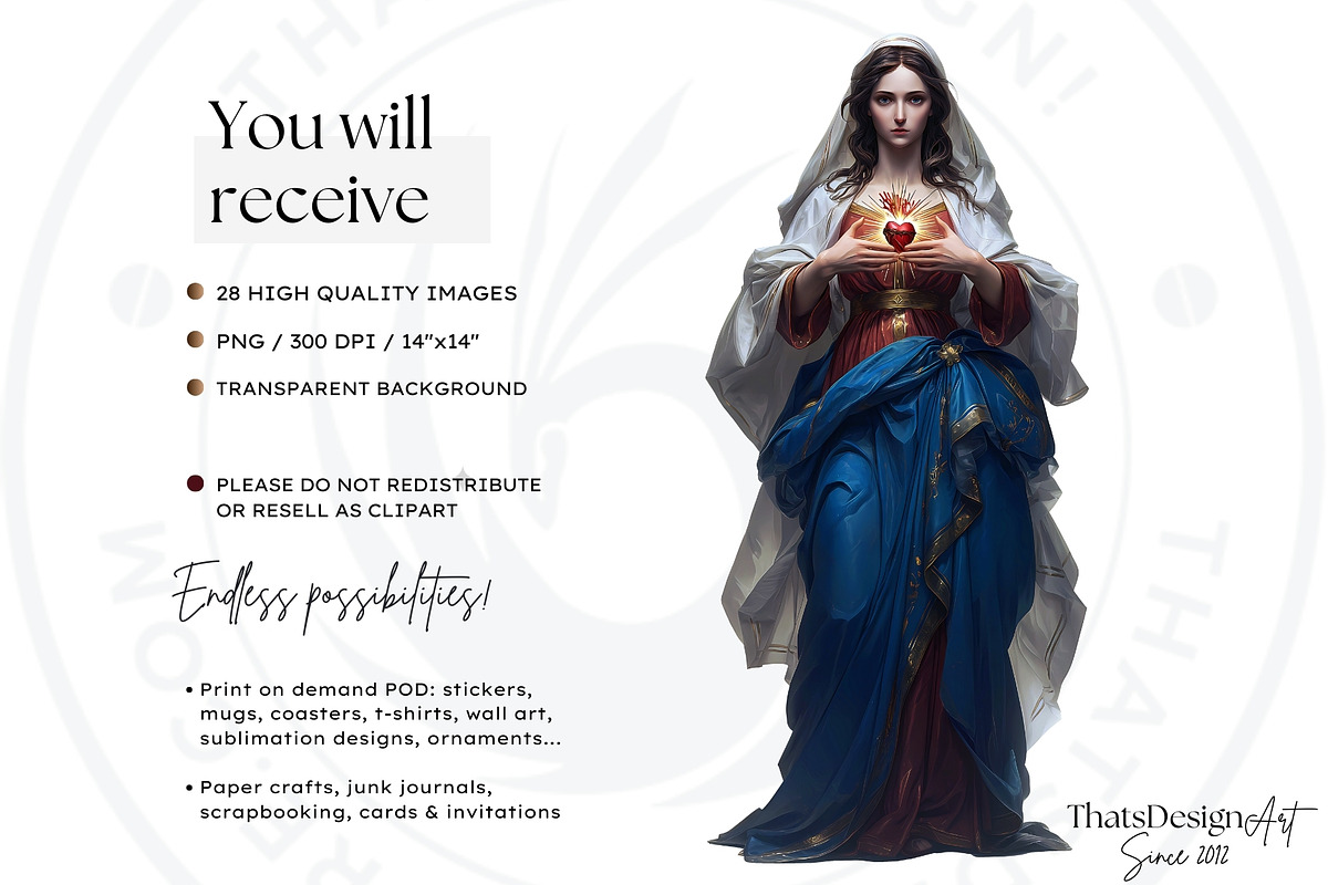 Holy virgin Mary clipart set, a Person Illustration by ThatsDesignArt (Photo 2 of 10)