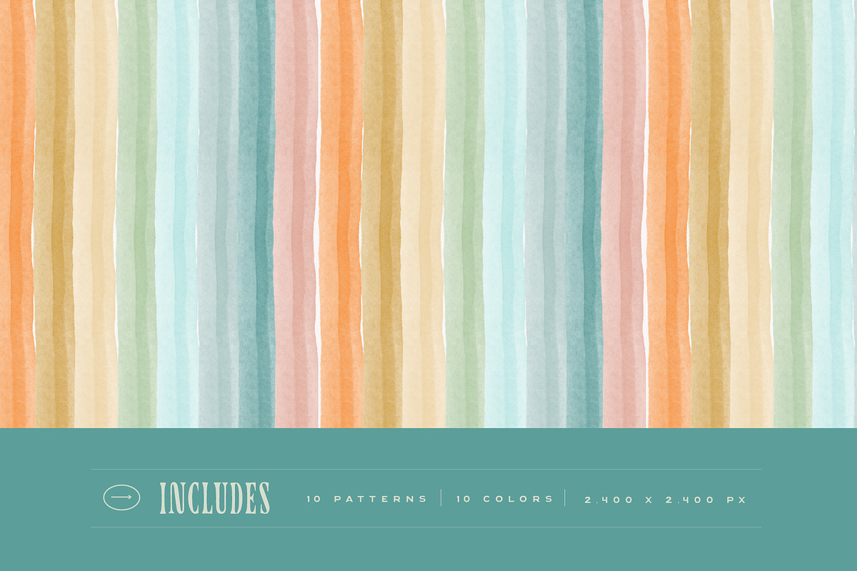 Stripes Painted Seamless Patterns, a Pattern Graphic by Basia Stryjecka (Photo 2 of 20)