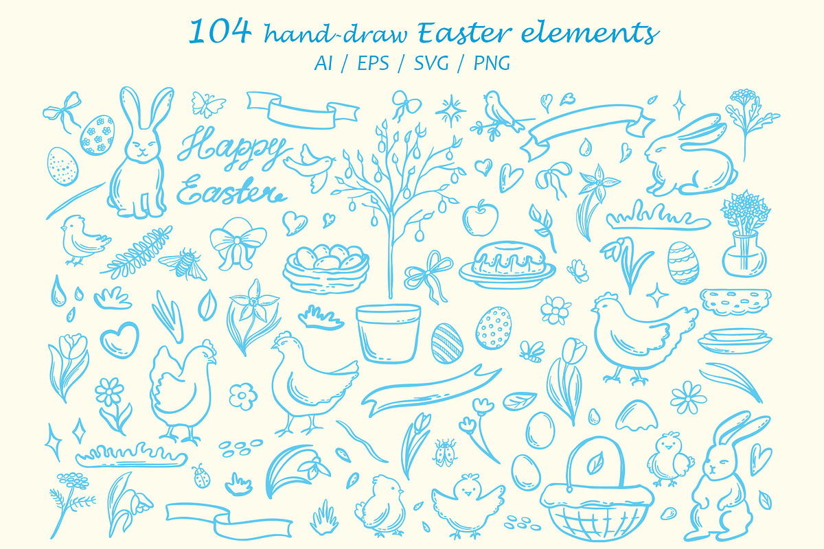 Easter Whimsy illustrations clip art, a Seasonal Illustration by susie-p-art (Photo 2 of 15)