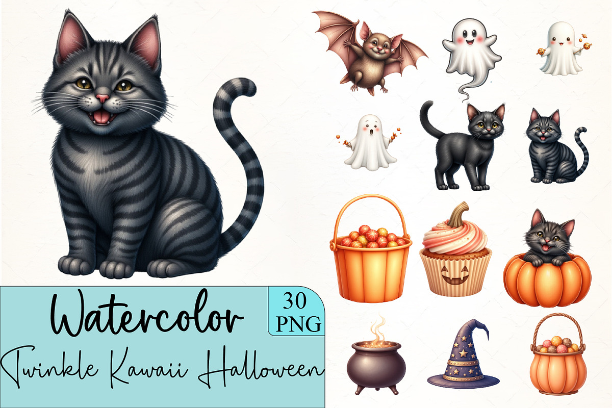 Twinkle Kawaii Halloween Clipart, an Illustration by CrexoraLab (Photo 3 of 5)