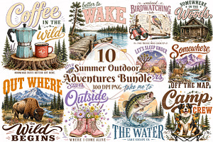 Summer Outdoor Adventures PNG Bundle, a Seasonal Illustration by OK Design
