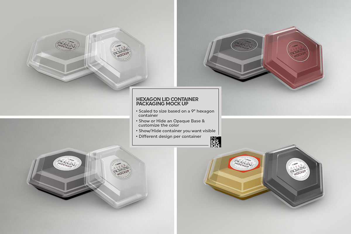 Clear Hexagon Containers Mockup, a Cups & Container Mockup by INCDesign (Photo 2 of 6)