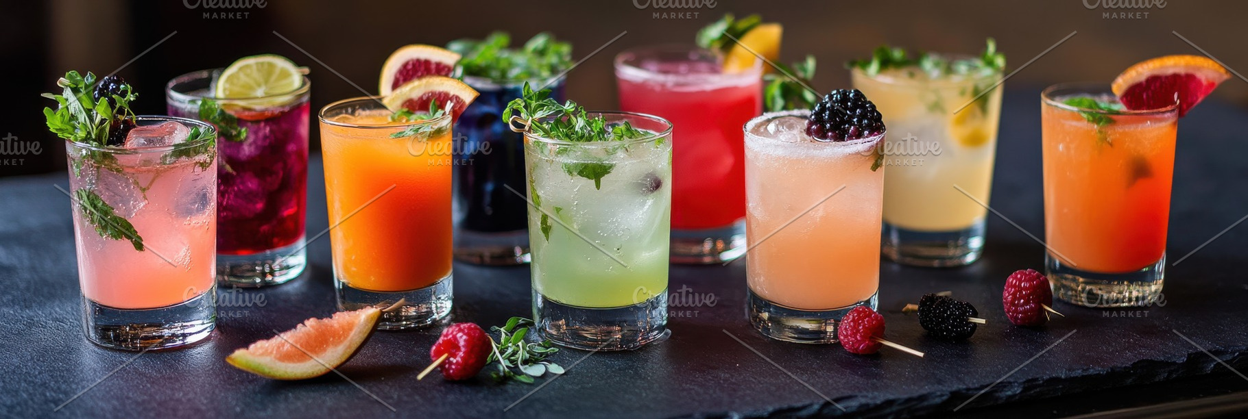 Vibrant and Colorful Cocktails, a Food & Drink Photo by Virgo Studio