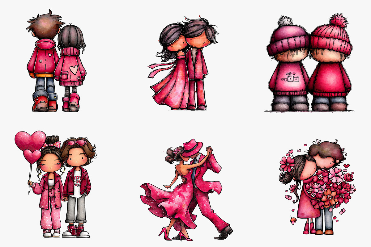 valentines couple clipart sublimatio, an Illustration by CreationArt (Photo 4 of 5)