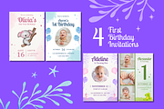 1st Birthday Invitations Templates, a Templates & Theme by TemplateCastleStore (Thumbnail 3 of 9)