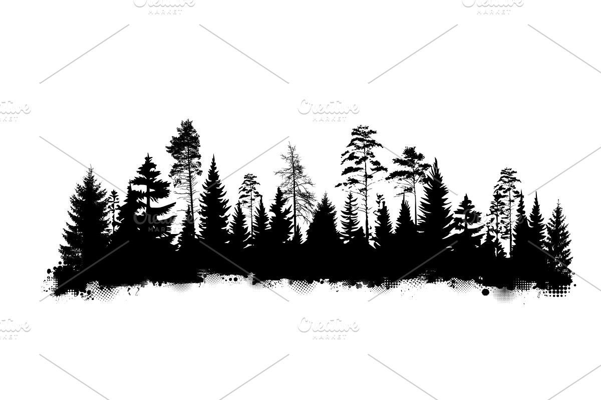 Pine tree silhouette concept, an Illustration by Nenahliadava Design
