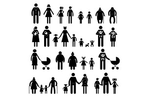 Stick Family Persons. Father Mother