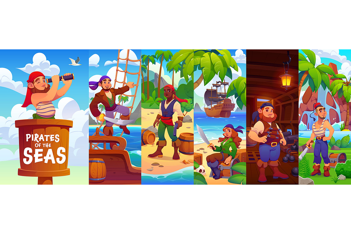 Cartoon pirate characters collage, a Person Illustration by Vector Tradition (Photo 1 of 3)