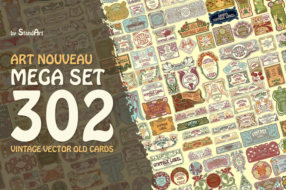Label Art Nouveau - mega set, a Decorative Illustration by Stanislav Kharchevskyi (Photo 1 of 12)
