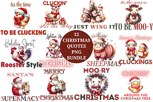 12 Merry Christmas Quotes PNG Bundle