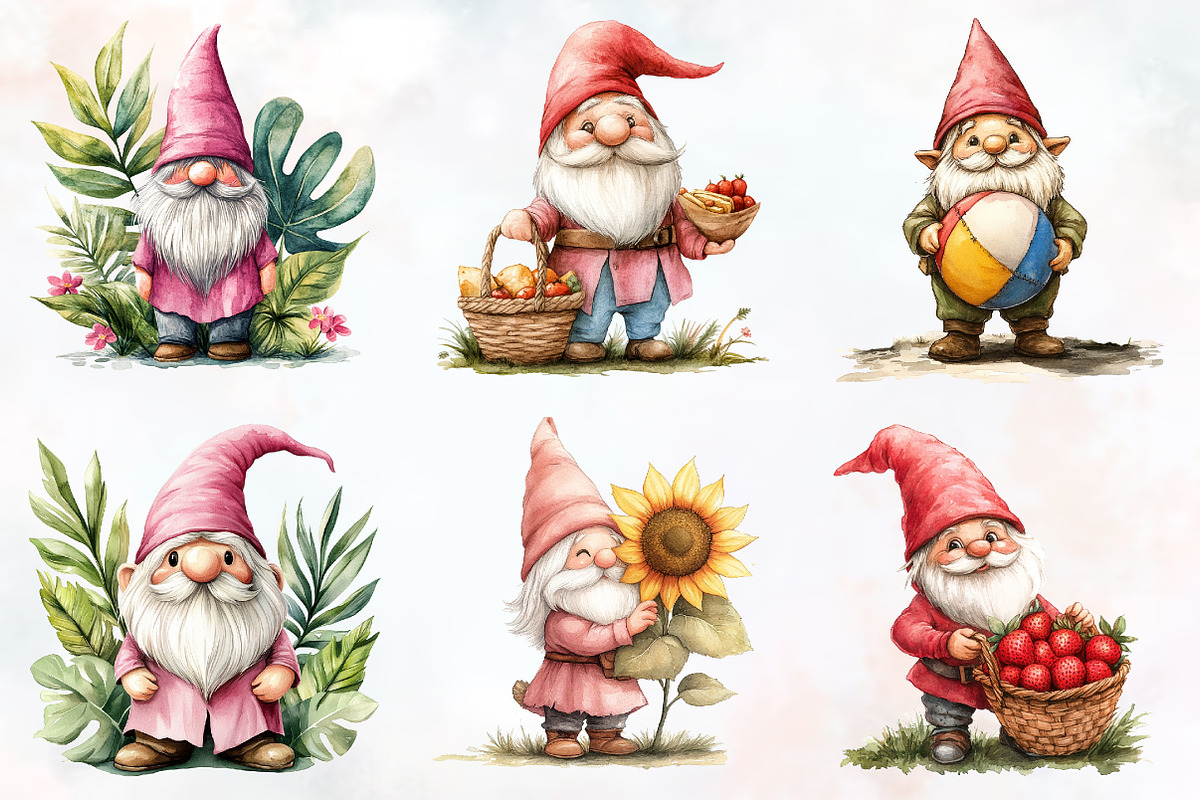 Summer Vintage Cute Gnome Sublimatio, an Illustration by RobertsArt (Photo 2 of 6)